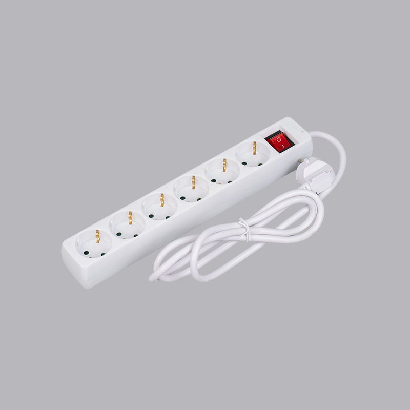 LOB-06K Německý typ obdélníkového tvaru 6cestný prodlužovací kabel s vypínačem Multi-Socket