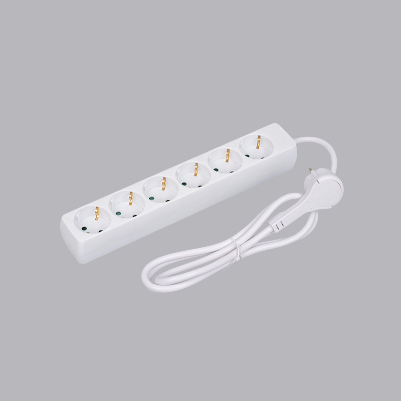 LOB-06L Německý typ pravoúhlého 6cestného napájecího pásku s vytahovacím kroužkem Multi-Socket