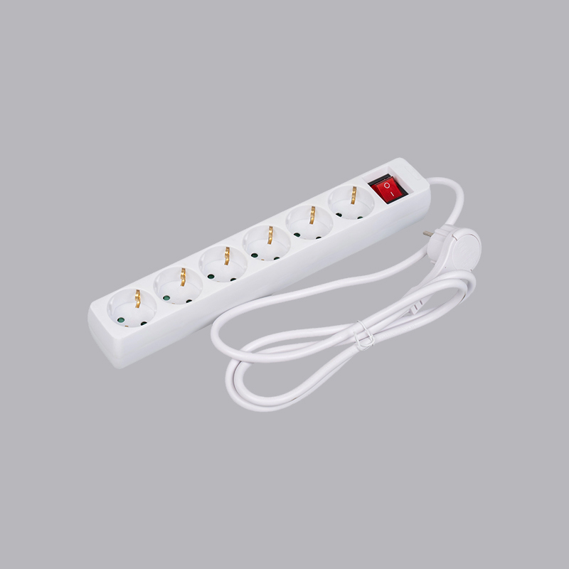 LOB-06KL Německý typ obdélníkového tvaru 6cestný prodlužovací kabel s tažným kroužkem a vypínačem Multi-Socket