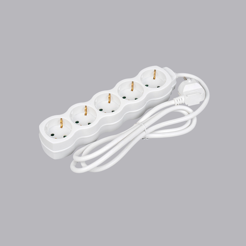 LOG-05 Německý typ tykvovitého 5-cestného prodlužovacího kabelu Multi-Socket