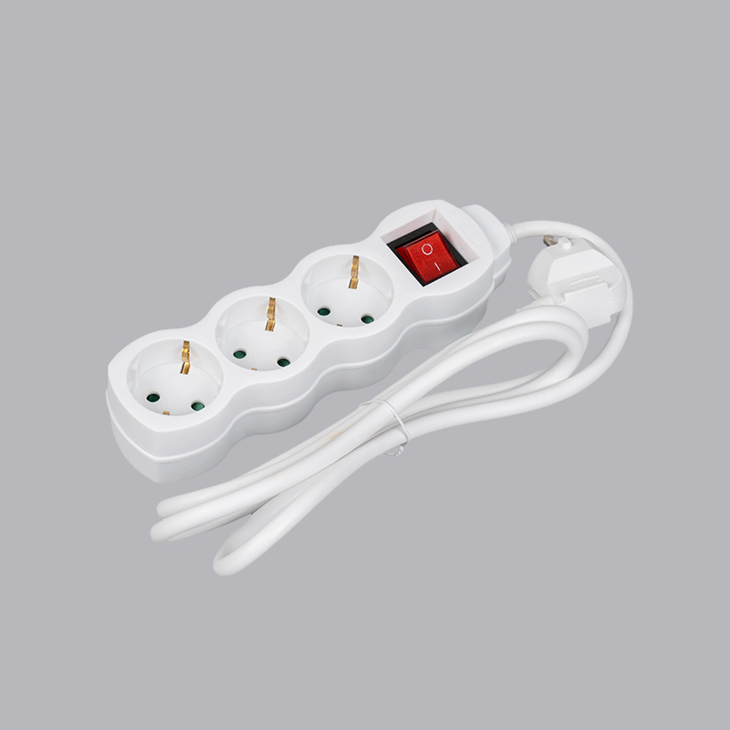 LOG-03K Německý typ tykvovitého 3-cestného prodlužovacího kabelu s vypínačem Multi-Socket