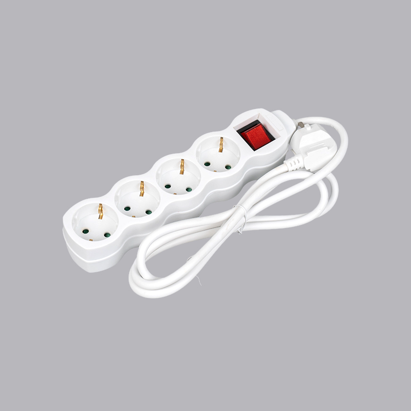 LOG-04K Německý typ tykvovitého 4cestného prodlužovacího kabelu s vypínačem Multi-Socket