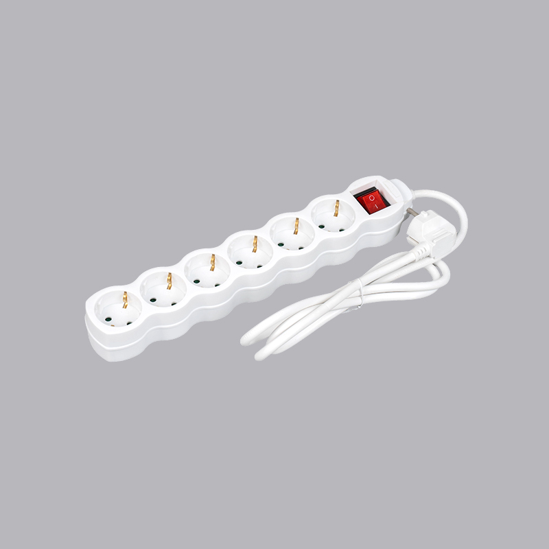 LOG-06K Německý typ tykvovitého 6cestného prodlužovacího kabelu s vypínačem Multi-Socket