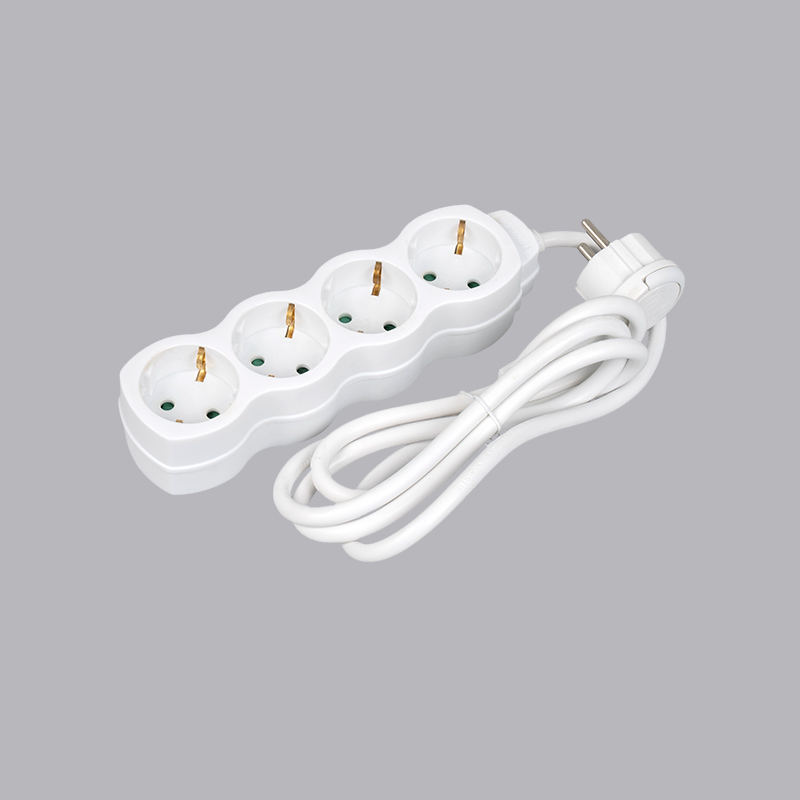 LOG-04L Německý typ tykvovitého 4cestného prodlužovacího kabelu s vytahovacím kroužkem Multi-Socket