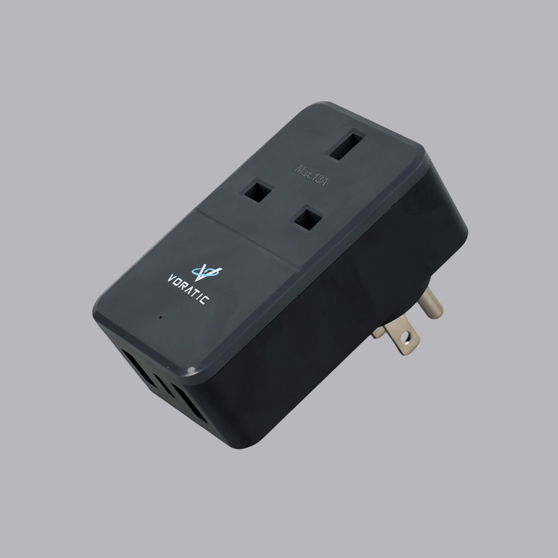 VT-926-US UK do USA, 1 zásuvka, 2 porty USB, 1 adaptér portů typu C