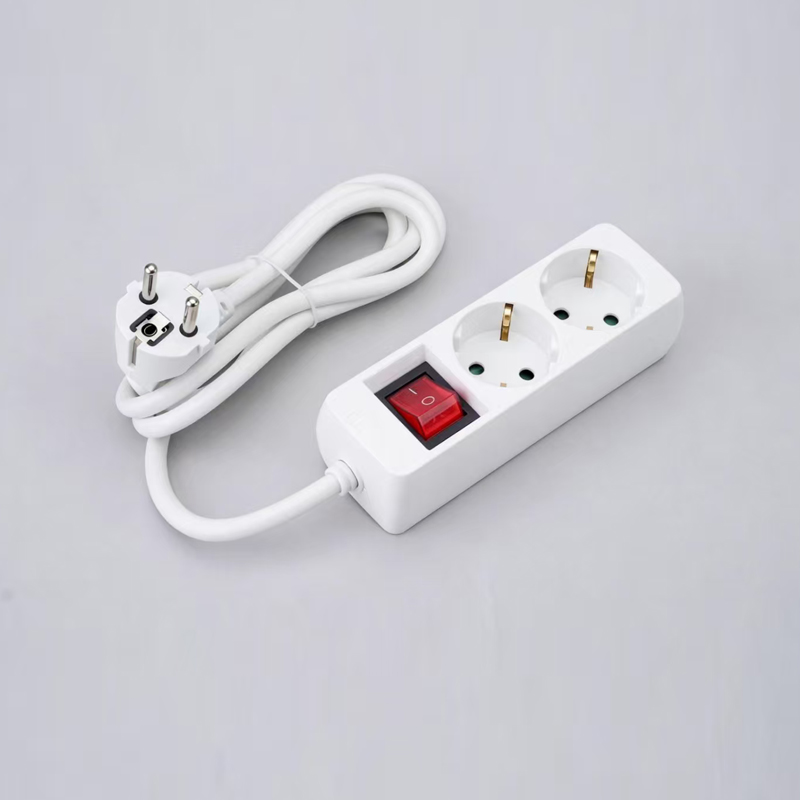 LOB-02K Německý typ pravoúhlého 3cestného prodlužovacího kabelu s vypínačem Multi-Socket