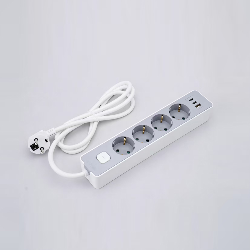 LOB-05K-AC Německý prodlužovací kabel s 5 zásuvkami s vypínačem, rychlá nabíječka PD, 1 port USB-A a 2 porty typu C Multi-Socket
