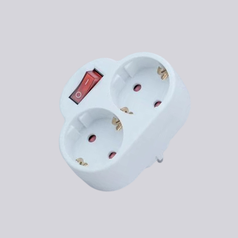 G01-02K dva kulaté zástrčky německého typu se spínacím adaptérem